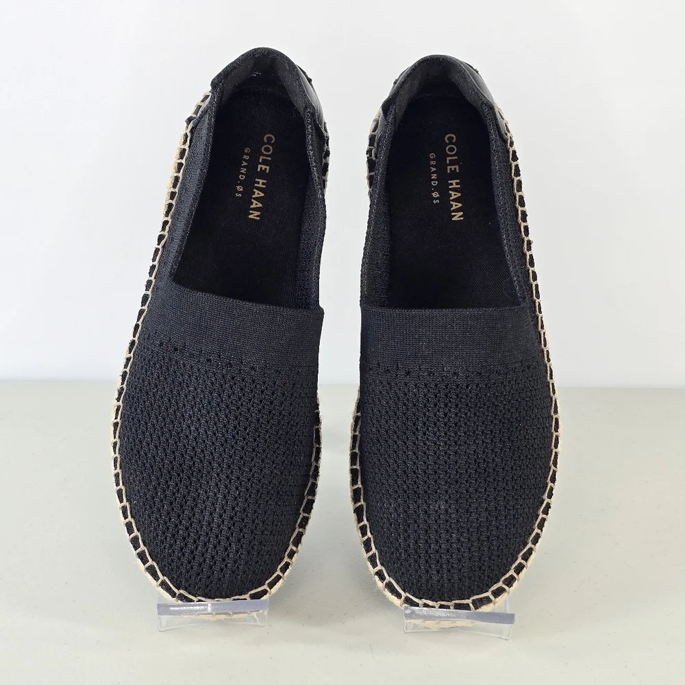 Cole Haan Cloudfeel Stitchlite Espadrille Slip-On Flats Black Knit Size 5.5